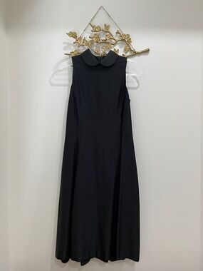 Emporio Armani Black Sleeveless Midi Dress with Peter Pan Collar